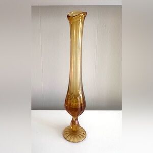Fenton Colonial Vintage Swung Bud Vase, Gorgeous Amber, Excellent Condition! 11”